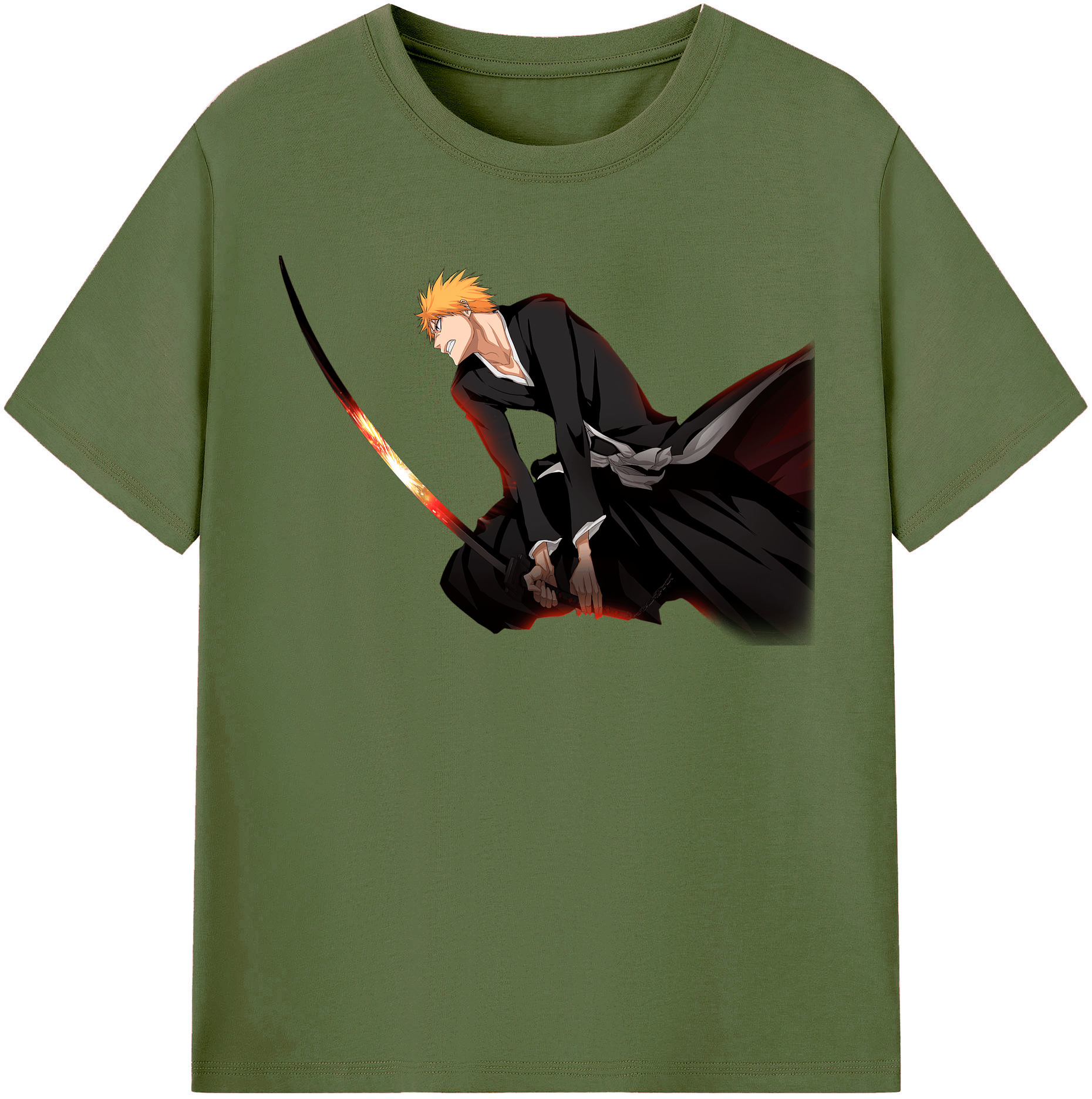 （画像用） ブリーチ 黒崎一護（くろさき いちご）BLEACH Kurosaki Ichigo 綿100％半袖Tシャツ（フロントプリント）